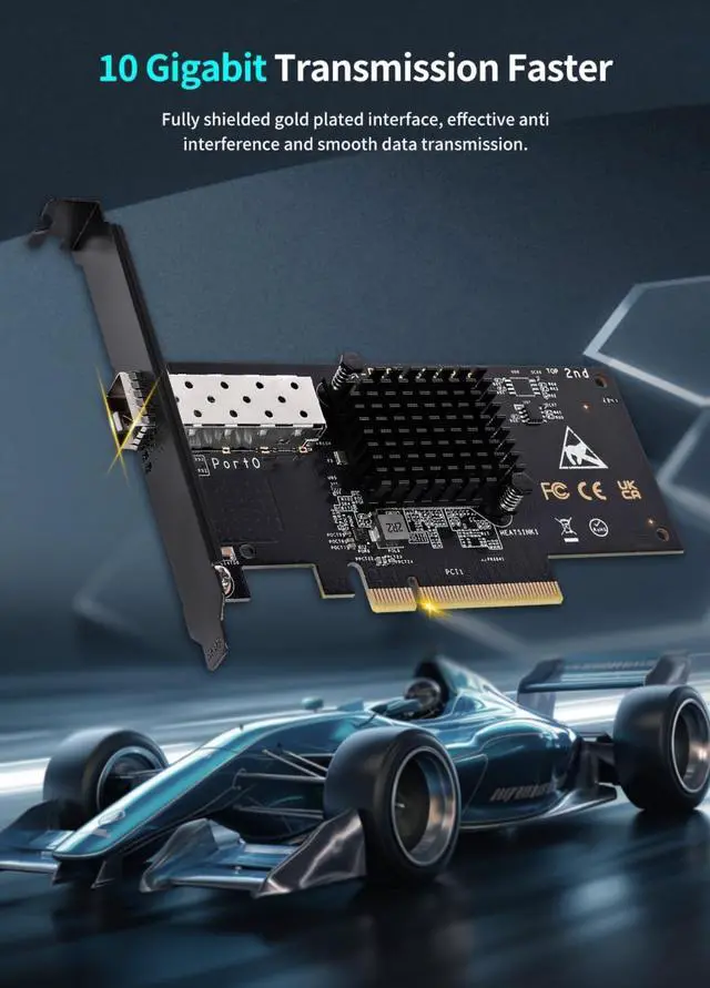 Alt view image 5 of 5 - 10Gb SFP PCI-e Network Card, 82599(X520-DA1) Controller, 10Gbps Ethernet Adapter, 10Gbe SFP+ Port, 10G NIC Card, Support Windows/Windows Server/VMware