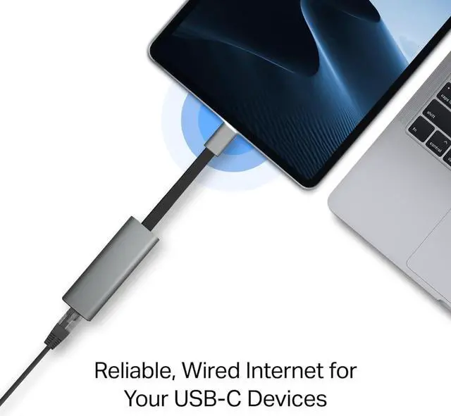 Alt view image 3 of 5 - USB C to Ethernet Adapter, 2.5 G Plug & Play Network Adapter | Type-C to RJ45 | Aluminum Alloy Case | Thunderbolt 4/3 Compatible for MacBook Pro/Air, iPad, iPhone 16 Pro/Max and More (UE302C)