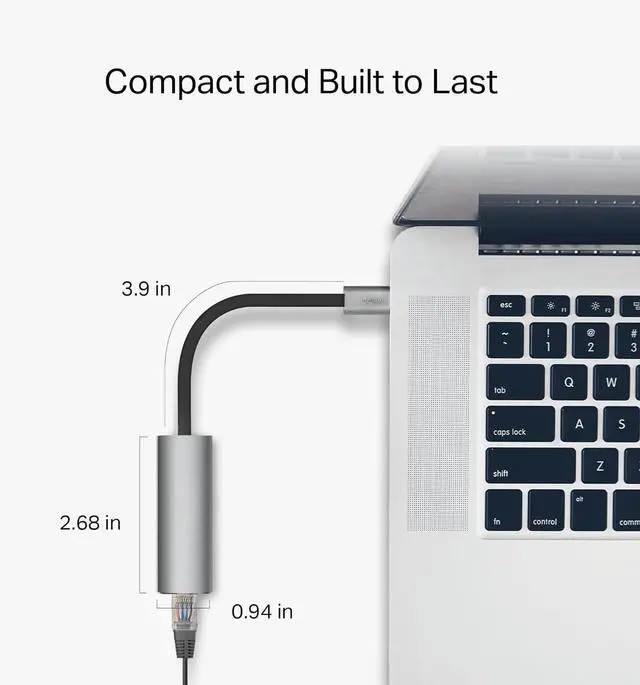 Alt view image 5 of 5 - USB C to Ethernet Adapter, 2.5 G Plug & Play Network Adapter | Type-C to RJ45 | Aluminum Alloy Case | Thunderbolt 4/3 Compatible for MacBook Pro/Air, iPad, iPhone 16 Pro/Max and More (UE302C)