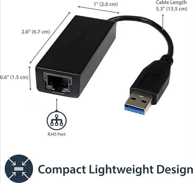 Alt view image 3 of 4 - USB 3.0 to Gigabit Ethernet NIC Network Adapter - USB to RJ45 for 10/100/1000 Network