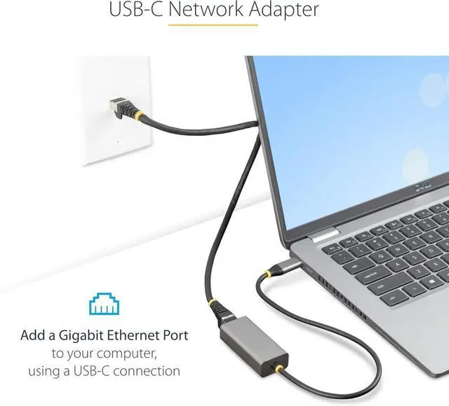 Alt view image 2 of 3 - USB-C to Ethernet Adapter, 10/100/1000 Mbps, Gigabit Network Adapter, ASIX AX88179A, 1ft/30cm Cable, Windows/macOS/Linux