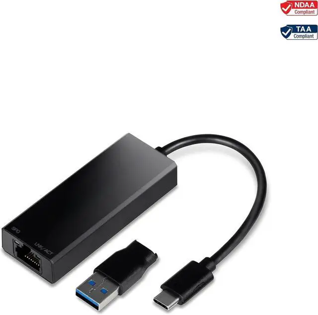 Alt view image 5 of 5 - USB-C 3.1 to 2.5GBASE-T Ethernet Adapter, TUC-ET2G, NDAA & TAA Compliant, Windows & Mac Compatible, USB Type-C to USB-A Converter Included, Up to 2.5Gbps Speeds, Black