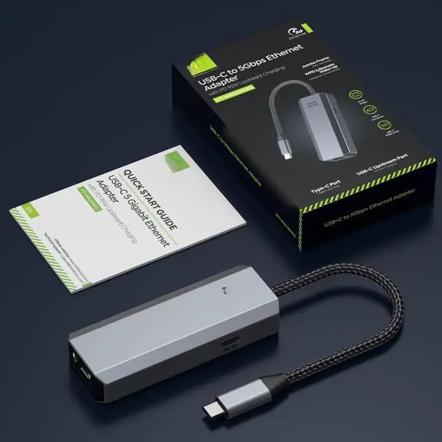 Alt view image 5 of 5 - 5Gbps USB-C to Ethernet Adapter with 95W Charging Port, USB 3.2 Type-C to RJ45 5 Gigabit Ethernet Dongle, Aluminum Case Ethernet LAN Network Adapter for Laptops, MacBook, iPad, and More