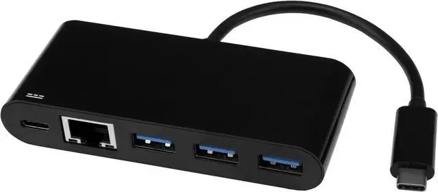 Main image of FOR-USB C to Ethernet Adapter - 3 Port - with Power Delivery (USB PD) - Power Pass Through Charging - USB C Adapter (US1GC303APD) Black