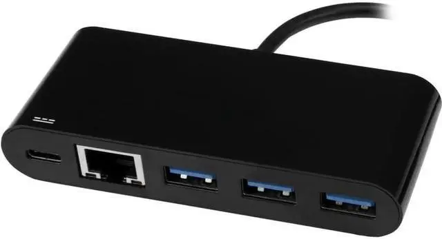 Alt view image 3 of 4 - FOR-USB C to Ethernet Adapter - 3 Port - with Power Delivery (USB PD) - Power Pass Through Charging - USB C Adapter (US1GC303APD) Black