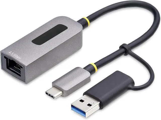 Main image of 2.5GbE USB-C to Ethernet Adapter with USB-A Converter, NBASE-T NIC, USB 3.0 Type-C 2.5/1G Multi Speed Network