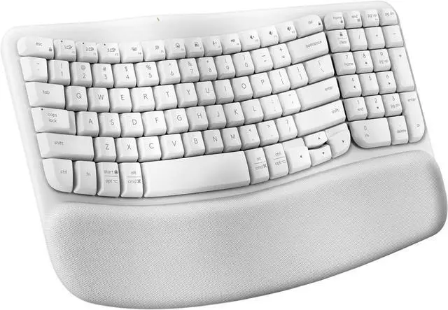 Main image of FOR-Wave Keys Wireless Ergonomic Keyboard with Cushioned Palm Rest, Comfortable Natural Typing, Easy-Switch, Bluetooth, Logi Bolt Receiver, for Multi-OS, Windows/Mac - Off White