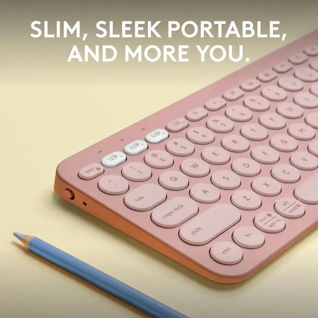 Alt view image 2 of 5 - Pebble Keys 2 K380s, Multi-Device Bluetooth Wireless Keyboard with Customizable Shortcuts, Slim and Portable, Easy-Switch for Windows, macOS, iPadOS, Android, Chrome OS - Tonal Rose