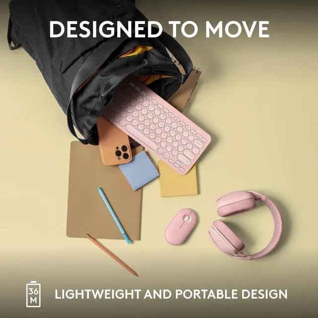 Alt view image 5 of 5 - Pebble Keys 2 K380s, Multi-Device Bluetooth Wireless Keyboard with Customizable Shortcuts, Slim and Portable, Easy-Switch for Windows, macOS, iPadOS, Android, Chrome OS - Tonal Rose
