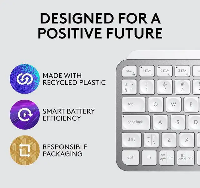 Alt view image 2 of 5 - FOR-MX Keys Mini Minimalist Wireless Illuminated Keyboard, Compact, Bluetooth, Backlit, USB-C, Compatible with Apple macOS, iOS, Windows, Linux, Android, Metal Build - Pale Gray