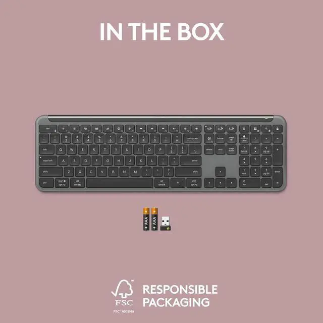 Alt view image 4 of 4 - Signature Slim K950 Wireless Keyboard, Sleek Design, Switch Typing Between Devices, Quiet Typing, Bluetooth, Multi-OS, Windows, Mac, Chrome - Graphite