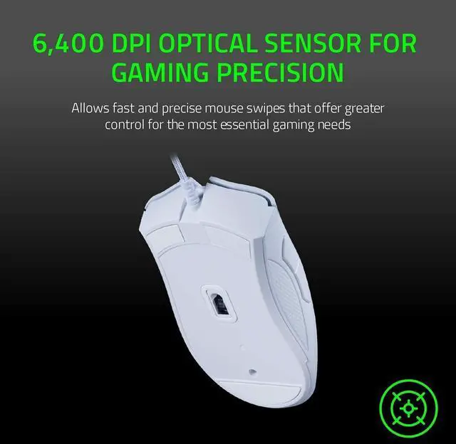 Alt view image 4 of 5 - DeathAdder Essential Gaming Mouse: 6400 DPI Optical Sensor - 5 Programmable Buttons - Mechanical Switches - Rubber Side Grips - Mercury White