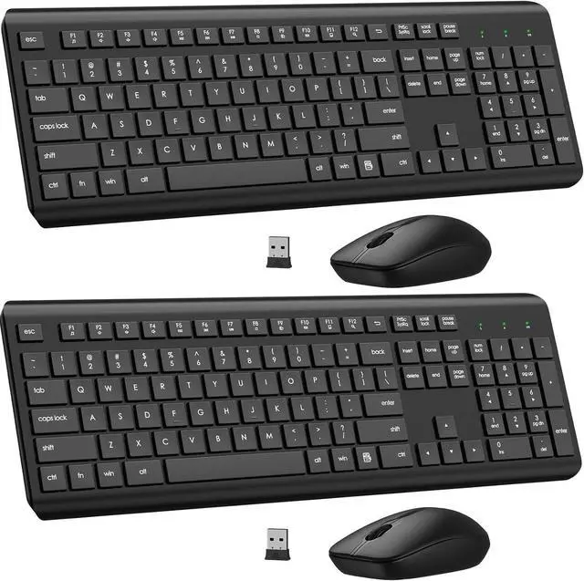 Main image of FOR-Wireless Keyboard and Mouse Combo, Full Size Silent Ergonomic Keyboard and Mouse, Long Battery Life, Optical Mouse, 2.4G Lag-Free Cordless Mice Keyboard for Computer, Mac, Laptop,PC,Window(2 Pack)