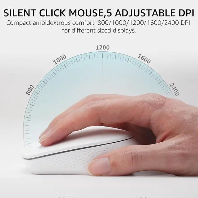 Alt view image 3 of 4 - 9010M Multi-Device Keyboard and Mouse Combo, 2.4GHz/Bluetooth 5.0/4.0 Wireless Keyboard & Mouse Set for Windows/Mac/Linux/Chrome, Support 4 Devices, Low-Profile Silent Click, Battery Powered