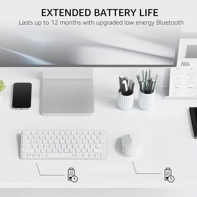 Alt view image 4 of 4 - 9010M Multi-Device Keyboard and Mouse Combo, 2.4GHz/Bluetooth 5.0/4.0 Wireless Keyboard & Mouse Set for Windows/Mac/Linux/Chrome, Support 4 Devices, Low-Profile Silent Click, Battery Powered