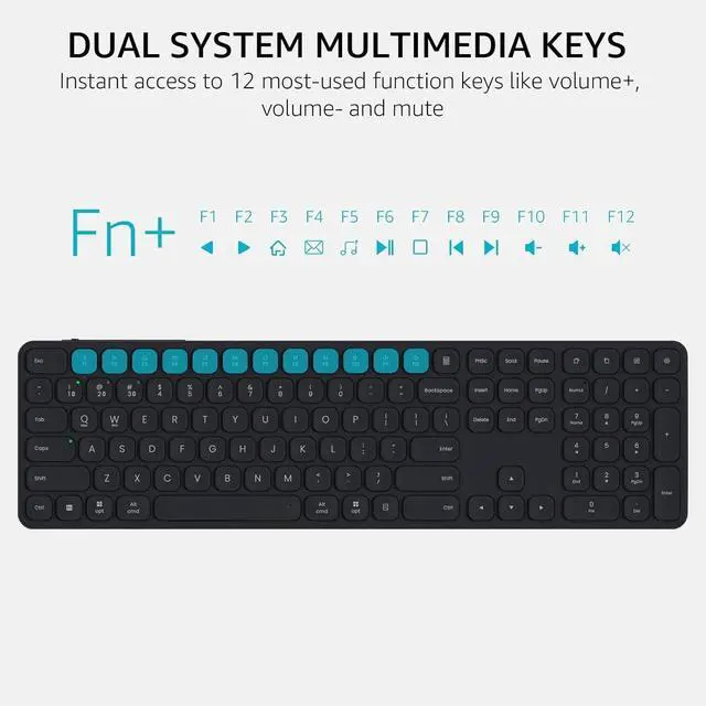 Alt view image 4 of 5 - 560M Wireless Keyboard and Mouse Combo, Blade-Series E9550L 110-Key Ultra-Thin Keyboard and MT760SE Wireless Mouse, Support 4 Devices, Quiet, USB-C, Rechargeable, for Windows/Mac/Linux/Chrome