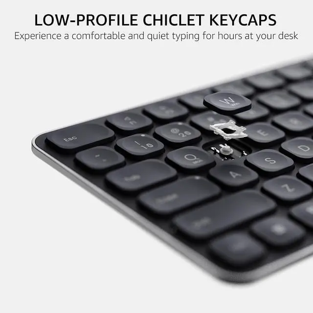 Alt view image 3 of 5 - 560M Wireless Keyboard and Mouse Combo, Blade-Series E9550L 110-Key Ultra-Thin Keyboard and MT760SE Wireless Mouse, Support 4 Devices, Quiet, USB-C, Rechargeable, for Windows/Mac/Linux/Chrome