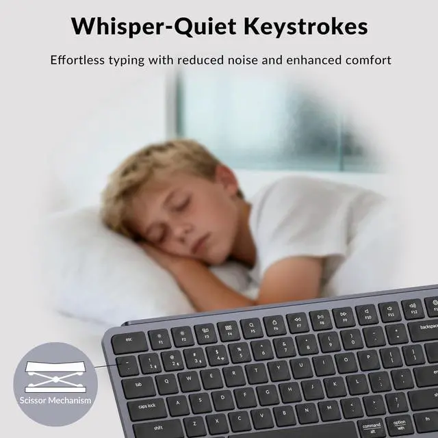Alt view image 3 of 5 - B6 Pro Ultra-Thin Wireless Keyboard, Full-Size ZMK with Numeric Keypad Quiet Typing, 2.4 GHz/Bluetooth 5.2/Wired Connection Long Battery Life, Compatible with Mac Windows Linux - Space Gray