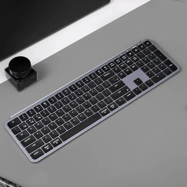Alt view image 5 of 5 - B6 Pro Ultra-Thin Wireless Keyboard, Full-Size ZMK with Numeric Keypad Quiet Typing, 2.4 GHz/Bluetooth 5.2/Wired Connection Long Battery Life, Compatible with Mac Windows Linux - Space Gray