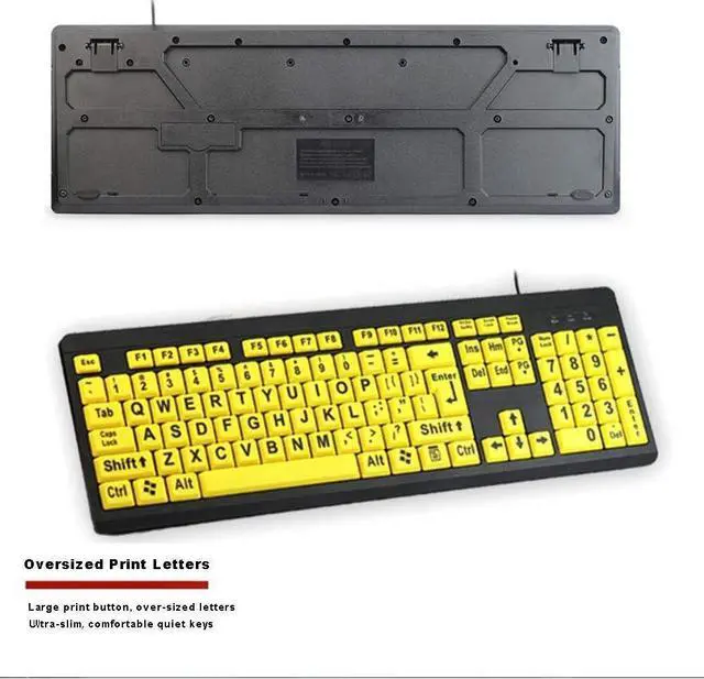Alt view image 4 of 4 - Large Print Computer Keyboard, Wired USB High Contrast Keyboard with Oversized Print Letters for Visually Impaired Low Vision Individuals (Yellow+Black)