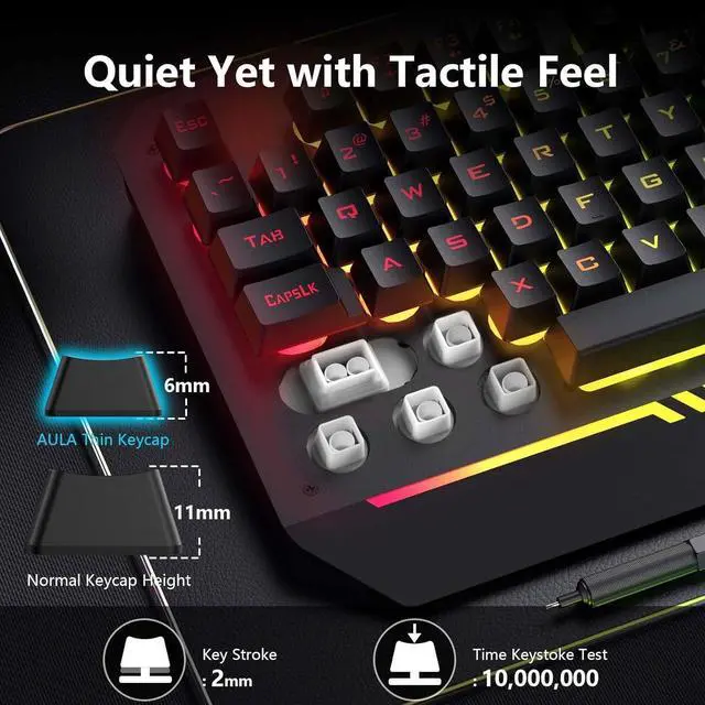 Alt view image 4 of 5 - Gaming Keyboard, T102 104 Keys Gaming Keyboard and Mouse Combo with RGB Backlit, All-Metal Panel, Anti-Ghosting, PC Game Keyboard and Mouse, USB Wired Keyboard Mouse for MAC Xbox PC Gamers