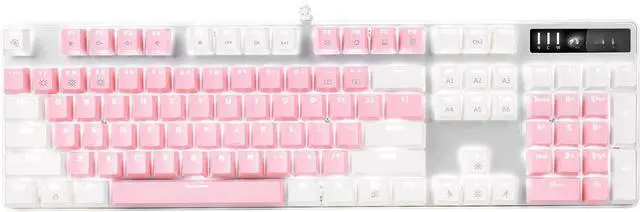 Main image of Mechanical Gaming Keyboard, New Upgraded Blue Switch 104 Keys White Backlit Keyboards, USB Wired Mechanical Computer Keyboard for Laptop, Desktop, PC Gamers(White & Pink)