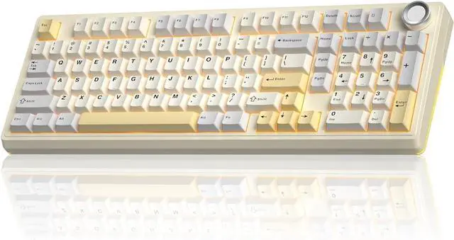 Main image of FOR Pro 96% Wireless Mechanical Gaming Keyboard, Creamy Keyboard with Number Pad, Hot-Swappable Pre-Lubed Switches, Gasket Structure RGB Keyboards for Gamer/PC/Laptop(Beige White)