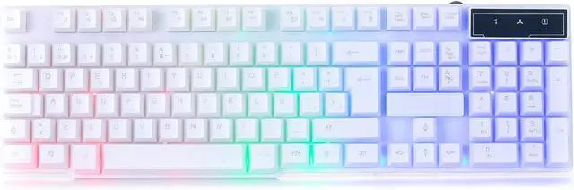 Main image of White Gaming Keyboard RGB USB Wired Rainbow Keyboard Designed for PC Gamers, PS4, PS5, Laptop, Xbox, Nintendo Switch, RX-250 Hornet Edition