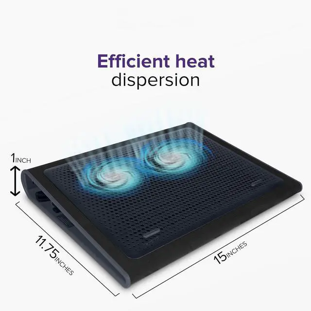 Alt view image 5 of 5 - 17 Inch Dual Fan Lap Chill Mat - Soft Neoprene Laptop Cooling Pad for Heat Protection, Fits Most 17" Laptops and Smaller - USB-A Connected Dual Fans for Heat Dispersion (AWE55US)