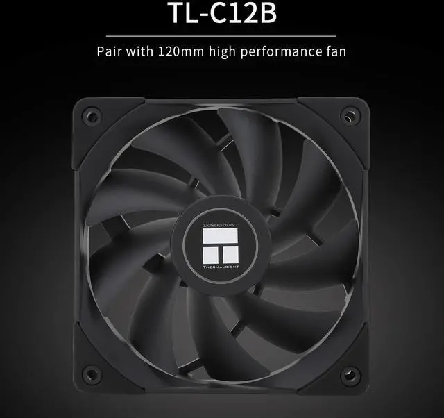 Alt view image 5 of 5 - Peerless Assassin 120 Black CPU Air Cooler, 6 Heat Pipes,TL-C12B PWM Fan, Aluminium Heatsink Cover, AGHP Technology, for AMD AM4/AM5/Intel LGA 1700/115X/1851/1200/2066/2011 PA120 Black