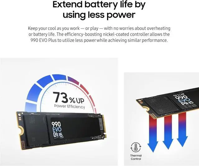 Alt view image 4 of 5 - 990 EVO Plus SSD 1TB, PCIe Gen 4x4, Gen 5x2 M.2 2280, Speeds Up-to 7,250 MB/s, Upgrade Storage for PC/Laptops, HMB Technology and Intelligent Turbowrite 2.0, (MZ-V9S1T0B/AM)