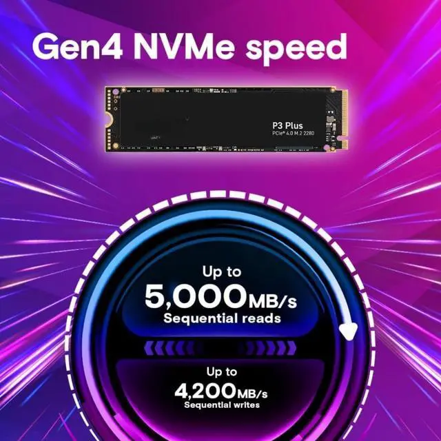Alt view image 2 of 5 - P3 Plus 1TB PCIe Gen4 3D NAND NVMe M.2 SSD, up to 5000MB/s - CT1000P3PSSD8