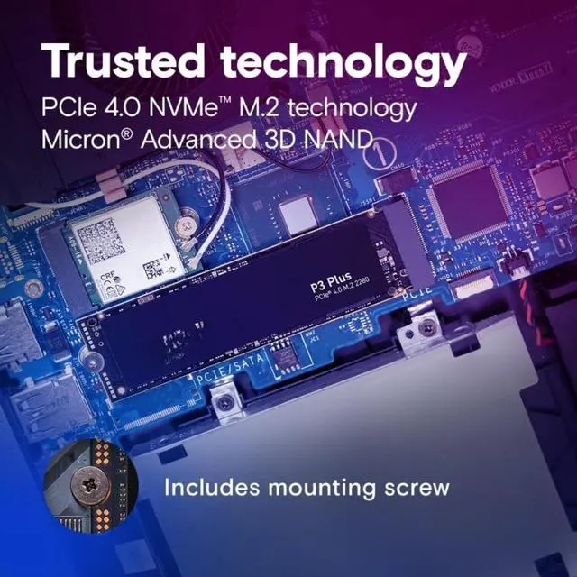 Alt view image 4 of 5 - P3 Plus 1TB PCIe Gen4 3D NAND NVMe M.2 SSD, up to 5000MB/s - CT1000P3PSSD8