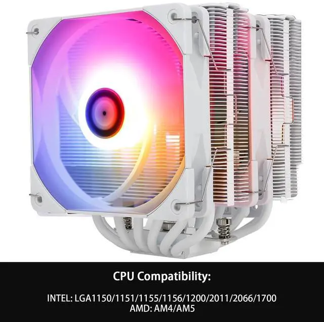 Alt view image 3 of 6 - FOR Peerless Assassin 120 White ARGB CPU Air Cooler,6 Heat Pipes,TL-C12W-S PWM Fan,Aluminium Heatsink Cover, AGHP Technology,for AMD AM4/AM5/Intel LGA 1700/115X/1200/2011/1851