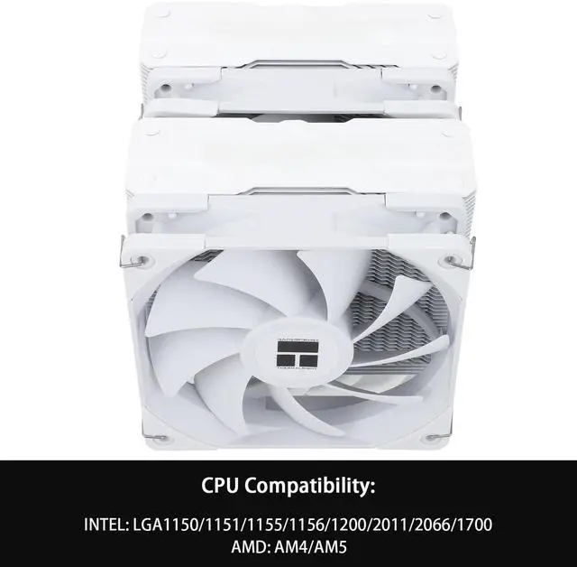 Alt view image 3 of 6 - Peerless Assassin 120 White CPU Air Cooler, 6 Heat Pipes,TL-C12W PWM Fan,Aluminium Heatsink Cover, AGHP Technology, for AMD AM4/AM5/Intel LGA 1700/115X/1851/1200/2066/2011 (PA120 White)