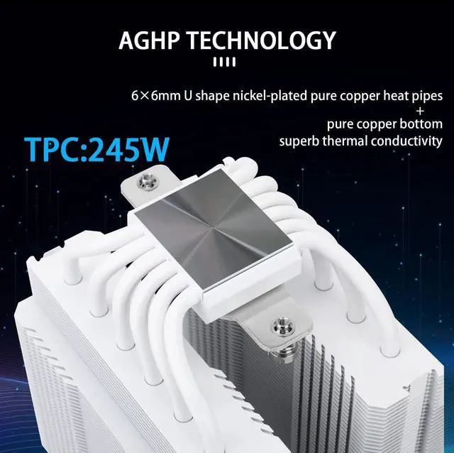 Alt view image 2 of 6 - Peerless Assassin 120 White CPU Air Cooler, 6 Heat Pipes,TL-C12W PWM Fan,Aluminium Heatsink Cover, AGHP Technology, for AMD AM4/AM5/Intel LGA 1700/115X/1851/1200/2066/2011 (PA120 White)