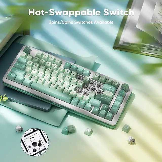 Alt view image 4 of 5 - FOR-K681 Wireless Mechanical Keyboard, Gasket Mounted RGB Gaming Keyboard with Volume Knob, MDA-Profile, Pre-Lubed Linear Switches, 81 Keys 75 Tri-Mode Hot Swappable for PC/Xbox/Ps4/5