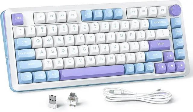 Main image of K681 Wireless Mechanical Keyboard, Gasket Mounted RGB Gaming Keyboard with Volume Knob, MDA-Profile, Pre-Lubed Linear Switches, 81 Keys 75 Tri-Mode Hot Swappable for PC/Xbox/Ps (Periwinkle)