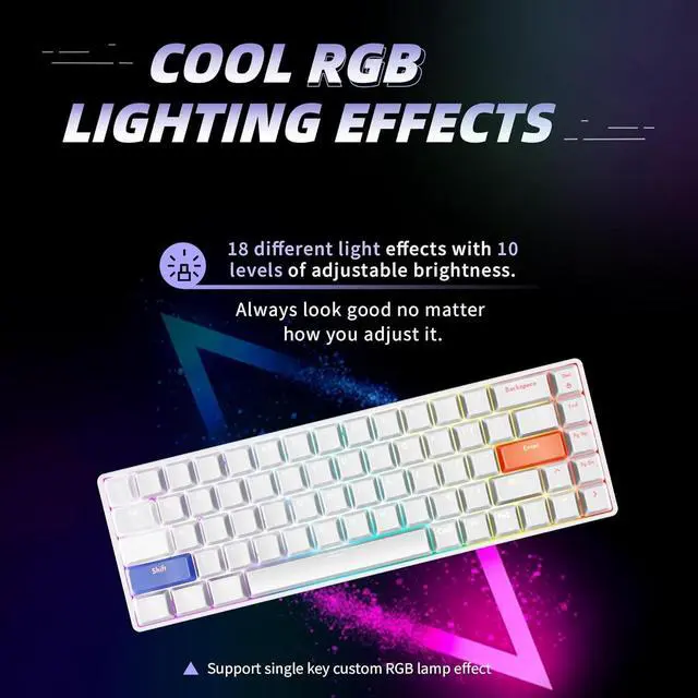 Alt view image 2 of 4 - G65 Rapid Trigger Mechanical Keyboard Magnetic Switch ABS Keycap OEM Gaming Keyboard TKL RGB Compact 65% Size Wired, White