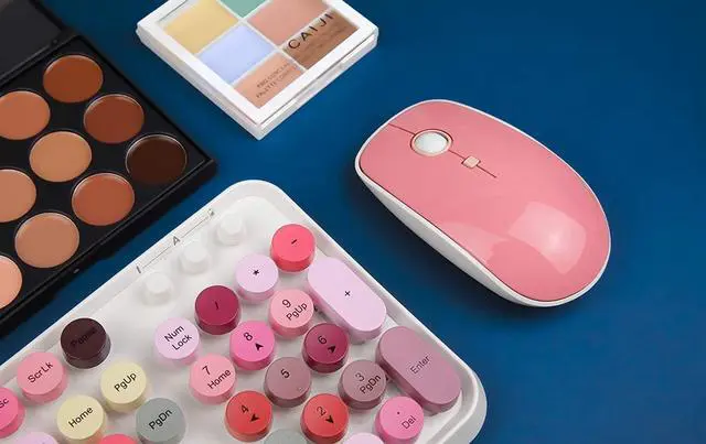 Alt view image 5 of 5 - FOR-Wireless Retro Keyboard Cute Mouse Combo, 2.4GHz USB Wireless Typewriter Keyboard with 104 Colorful Round Key, Full Size with 3 DPI for PC Laptop Desktop