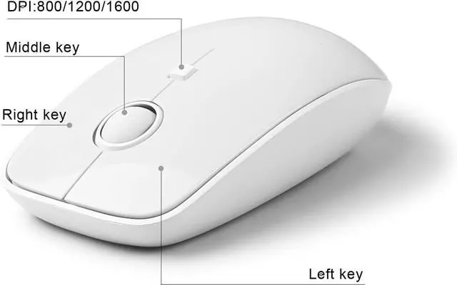 Alt view image 4 of 4 - Wireless Keyboard Mouse Combo, 2.4GHz White Wireless Keyboard Typewriter, Full Size Office Computer Retro Keyboard and Optical Cute Mouse with 3 DPI for Mac PC Desktop Laptop