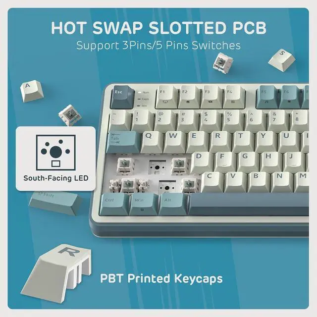 Alt view image 4 of 5 - FOR-S98 Mechanical Keyboard w/Smart Display & Knob, Top Mount 96% Wireless Mechanical Keyboard BT/2.4G/USB-C, Hot Swappable, Software Support, Creamy Sounding, 98 Keys