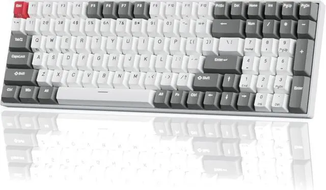 Main image of Wireless Mechanical Keyboard RGB Backlit Bluetooth5.1/2.4G/Wired 96% Full Size 100-Key Hot Swappable Gaming Keyboard Brown Switch Carbon
