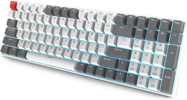 Alt view image 5 of 5 - Wireless Mechanical Keyboard RGB Backlit Bluetooth5.1/2.4G/Wired 96% Full Size 100-Key Hot Swappable Gaming Keyboard Brown Switch Carbon