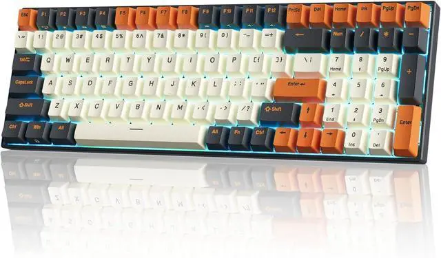 Alt view image 5 of 5 - FOR-Wireless Mechanical Keyboard RGB Backlit Bluetooth5.1/2.4G/Wired 96% Full Size 100-Key Hot Swappable Gaming Keyboard Brown Switch Carbon