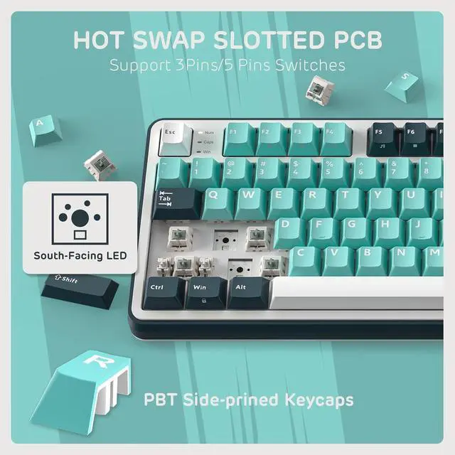 Alt view image 4 of 5 - FOR-S98 Mechanical Keyboard w/Smart Display & Knob, Top Mount 96% Wireless Mechanical Keyboard BT/2.4G/USB-C, Hot Swappable, Software Support, Creamy Sounding, 98 Keys