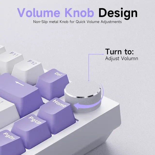 Alt view image 3 of 5 - 75% Wired Gasket Mechanical Gaming Keyboard with Volume Knob - South Facing LED - Poron Foam - PBT Keycaps - Programmable RGB Hot Swap Keyboard