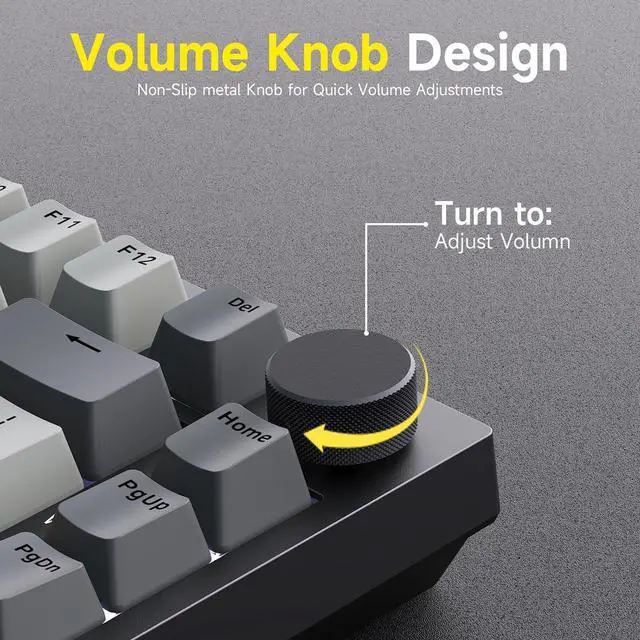 Alt view image 3 of 5 - 75% Wired Gasket Mechanical Gaming Keyboard with Volume Knob - South Facing LED - PBT Keycaps - Programmable RGB Hot Swap Keyboard
