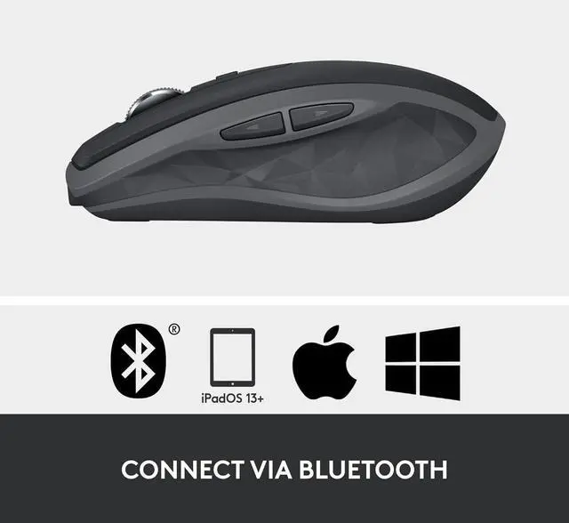Alt view image 4 of 6 - FOR-Anywhere 2S Bluetooth Edition Compact Wireless Mouse, No USB Receiver - Use On Any Surface, Hyper-Fast Scrolling, Rechargeable, Control Up to 3 Apple Mac and Windows Computers and Laptops