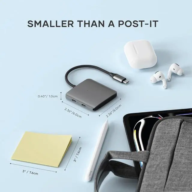 Alt view image 4 of 5 - FOR-USB-C Hub: 4-in-1 with 100W Pass-Through & 10Gbps USB 3.2 for MacBook, iPad, Surface, Chromebook & More